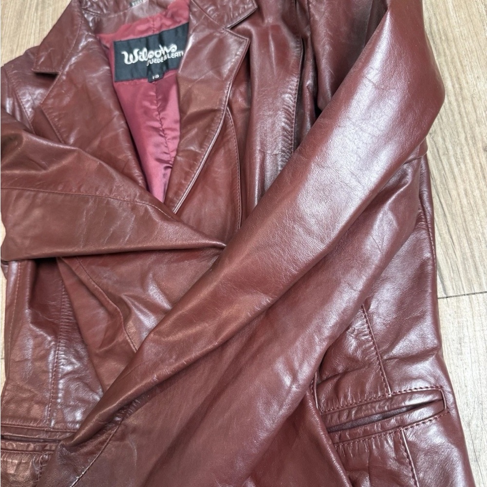 Wilson Burgundy Leather Blazer Jacket for Women - Picture 9 of 16